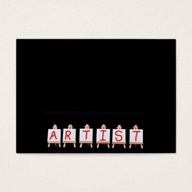 Cartes De Visite Mots de l'artiste sur six chevalets sur noir (Devant)