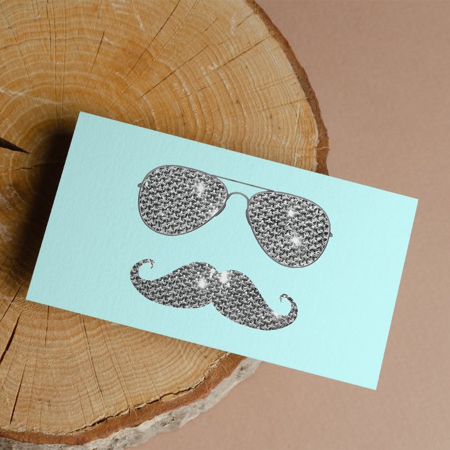 Cartes De Visite Moustache Diamant Drôle Avec Lunettes (Funny Diamond Mustache With Glasses)