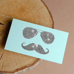 Cartes De Visite Moustache drôle de diamant avec des verres