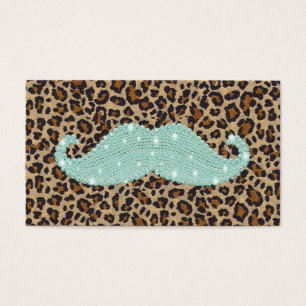 Cartes De Visite Moustache et poster de animal verts turquoises