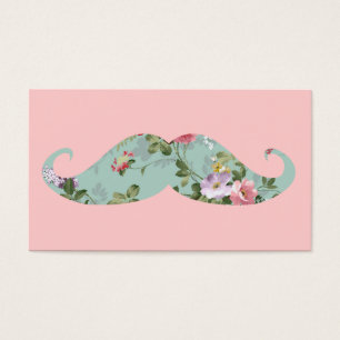 Cartes De Visite Moustache florale rose rouge vintage Girly drôle