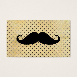 Cartes De Visite Moustache noire drôle sur le pois jaune vintage