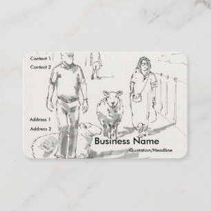 Cartes de visite Mouton avec gens Dessin