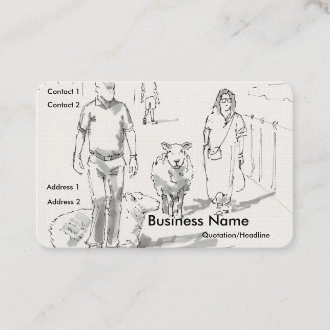 Cartes de visite Mouton avec gens Dessin (Devant)