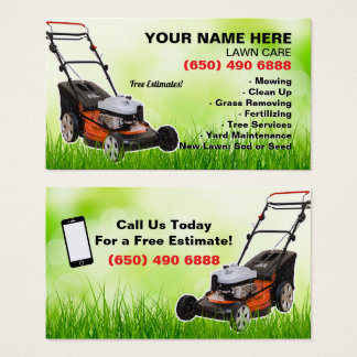 Cartes De Visite Mowing Service Business Card Green Lawn Care