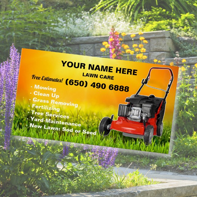 Cartes De Visite Mowing Service Business Card Lawn Care (Créateur téléchargé)