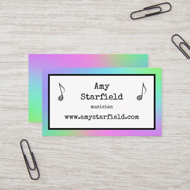 Cartes de visite musiciens colorés (Devant/Arrière en situation)