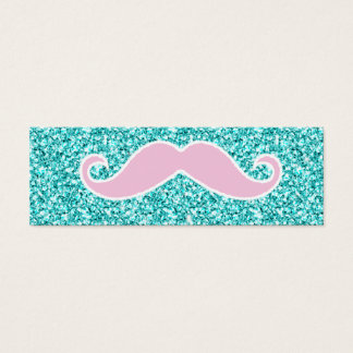 CARTES DE VISITE MUSTACHE ROSE FILLE SUR EFFET PARTIES SCINTILLANT