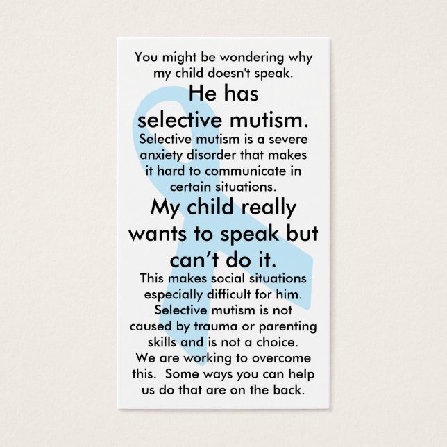 Cartes De Visite Mutisme sélectif Do's and Don'ts (mâle) (Devant)