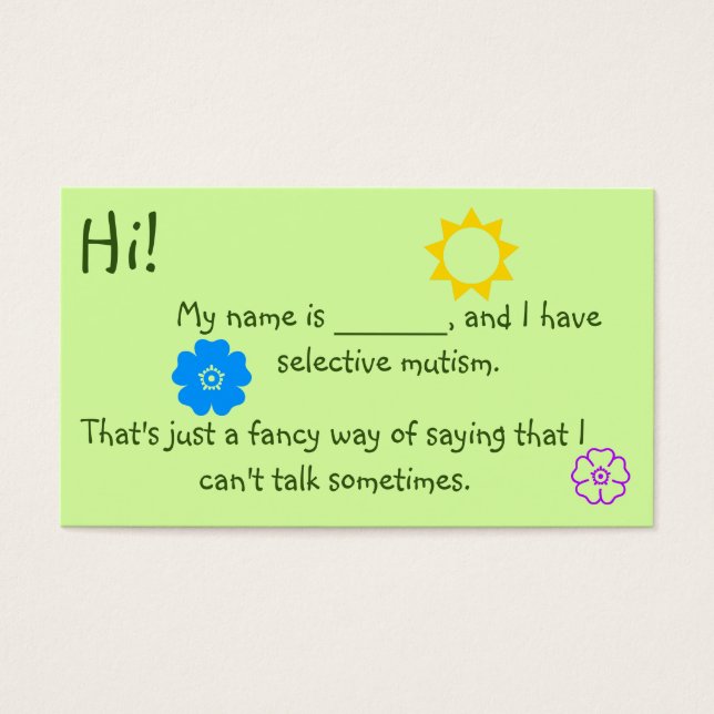 Cartes De Visite Mutisme sélectif pour le thème de la fleur pour en (Devant)