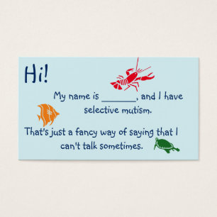 Cartes De Visite Mutisme sélectif pour les enfants thème sous-mar