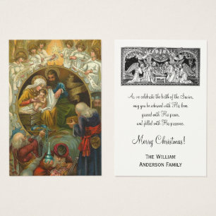Cartes De Visite Nativité de Noël Jesus Mary Joseph Saluant Saint