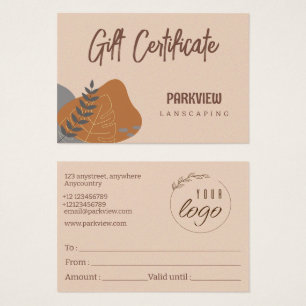Cartes De Visite Natural Pastel Colours Landscape Certificat Cadeau