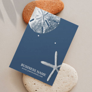 Cartes De Visite Navy Blue Starfish & Sand Dollar Earring Holder