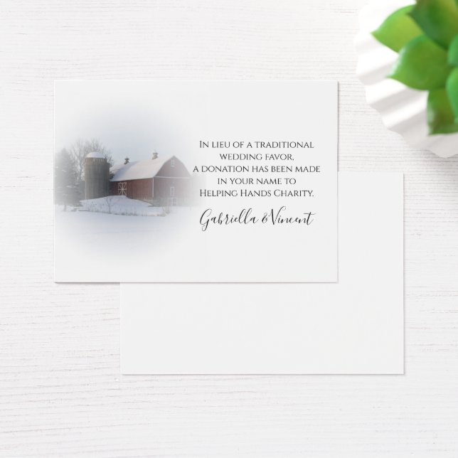 Cartes De Visite Neige Couverte Grange Hiver Mariage Charité Favori (Bureau)