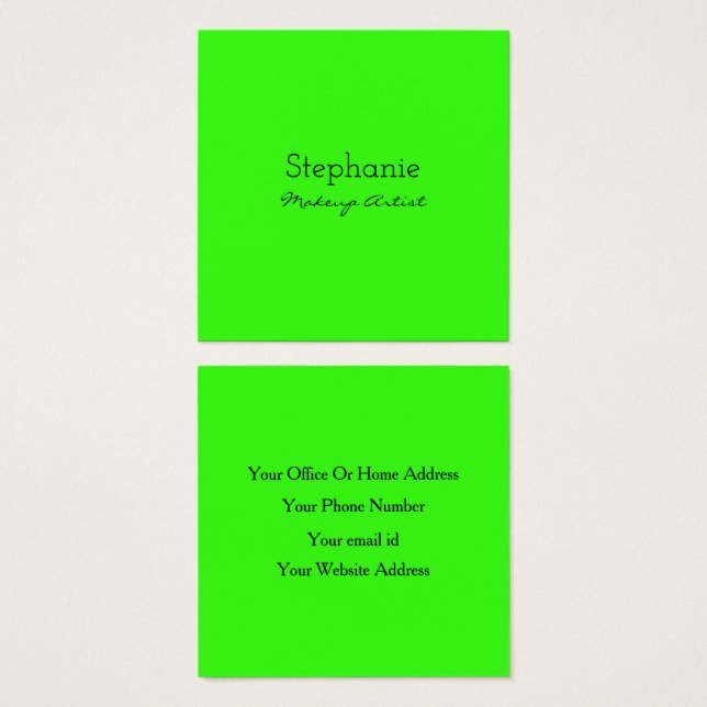 Cartes De Visite Neon Green Makeup Artist Salon (Devant & derrière)
