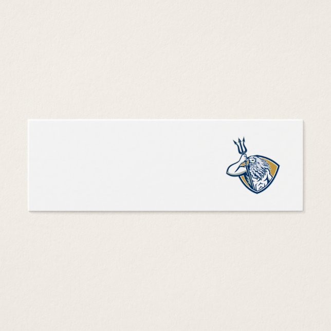 Cartes De Visite Neptune Poseidon Trident Shield Retro (Devant)