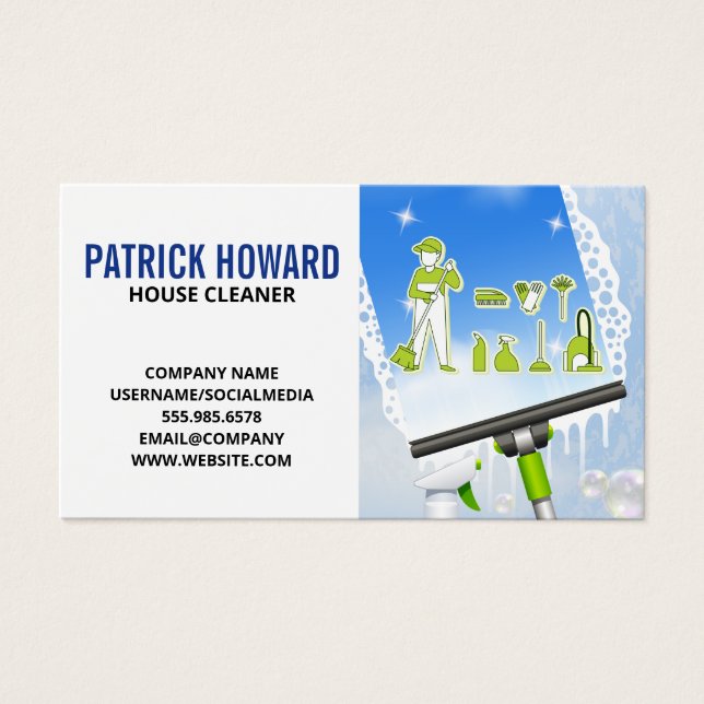Cartes De Visite Nettoyage de fenêtres | Squeegee | Nettoyeur (Devant)
