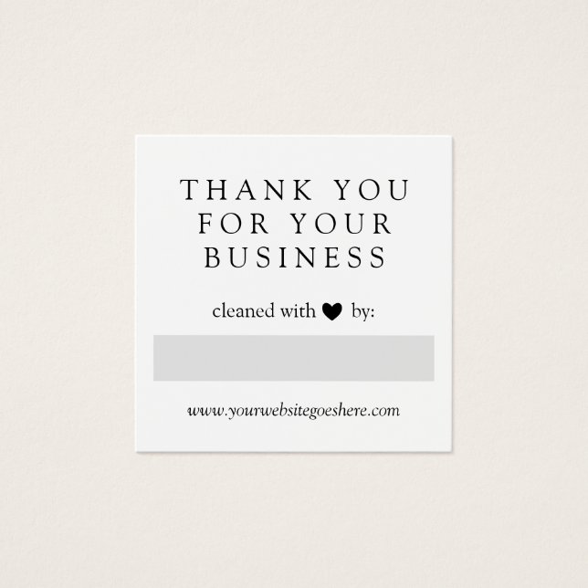 Cartes De Visite Nettoyé Avec L'Amour Gray Heart Merci Business (Devant)