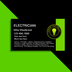 Cartes de visite neuves et uniques d'électricien