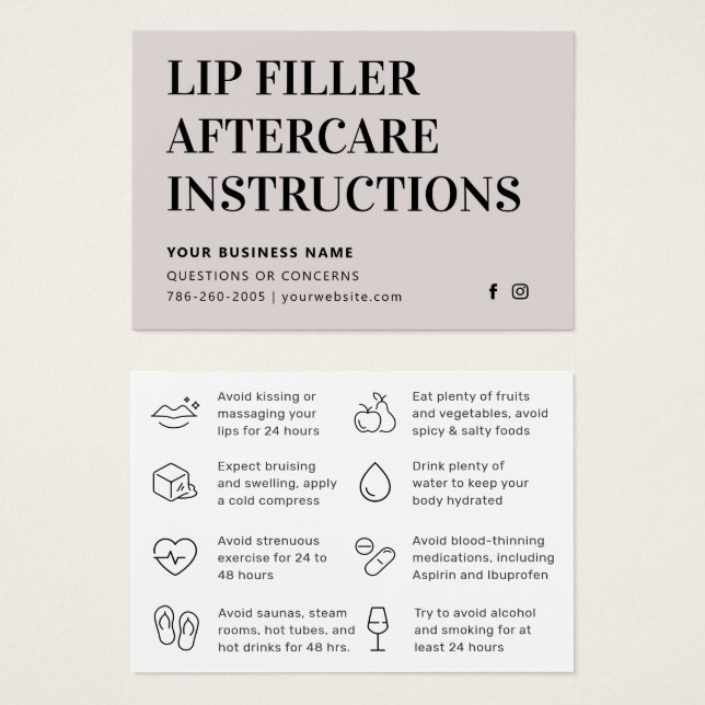 Cartes De Visite N'importe quelle couleur simple Lip Filler Botox A (Devant & derrière)