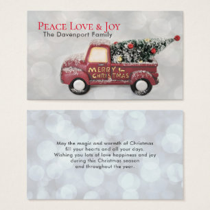 Cartes De Visite Noël de camion de jouet d'amour et de joie de pai
