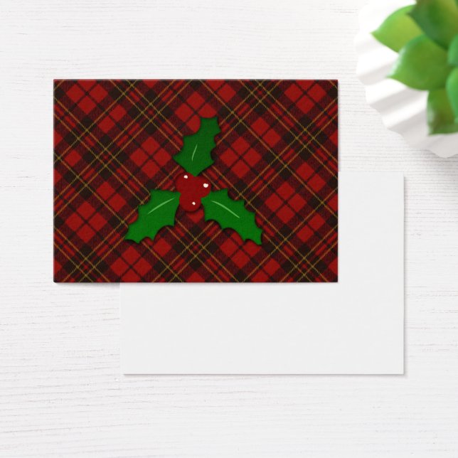 Cartes De Visite Noël tartan rouge vacances plaid Holly twig (Bureau)