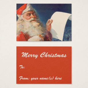 Cartes De Visite Noël vintage, Père Noël Liste des gentils et des m