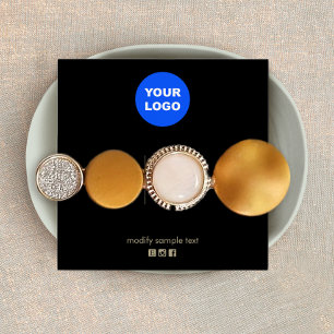 Cartes De Visite Noir Ajouter Logo Accessoire de cheveux Affichage