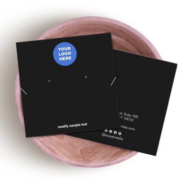 Cartes De Visite Noir Ajouter votre logo collier d'oreille Écran (Créateur téléchargé)