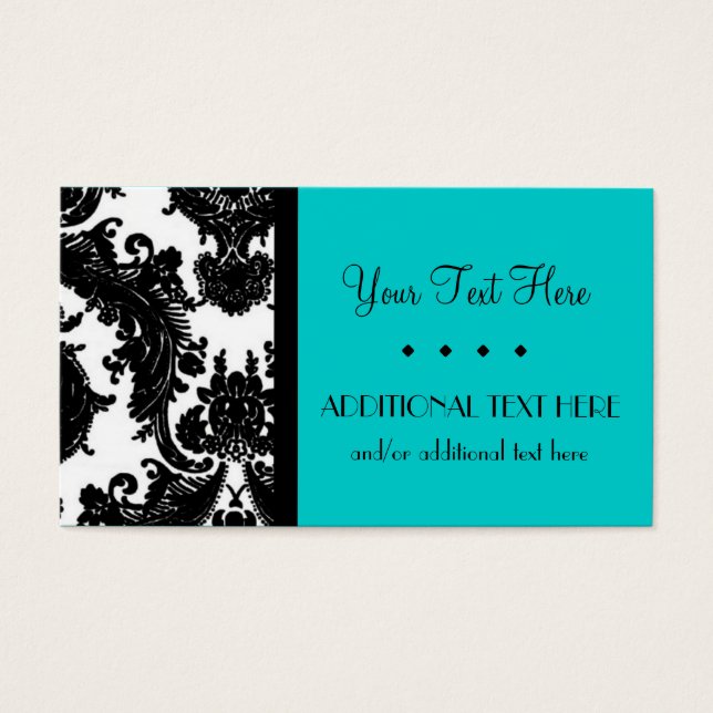 Cartes De Visite Noir, blanc & Turquoise (Devant)