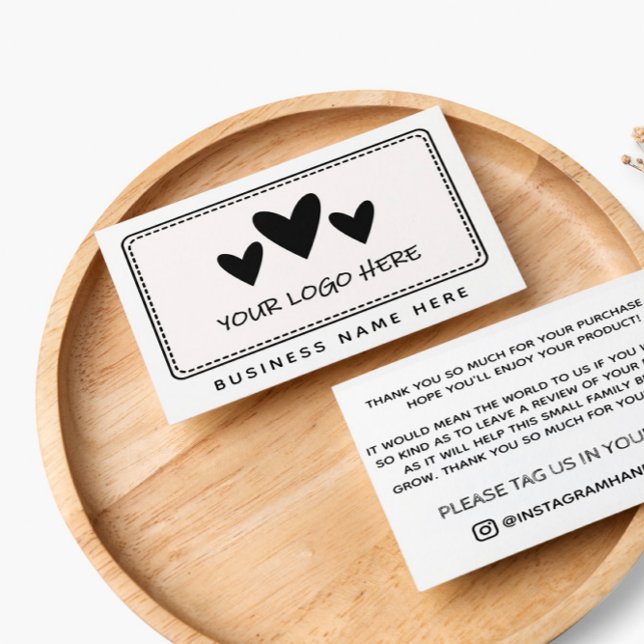 Cartes De Visite Noir Blanc Votre Logo Merci Pour Shopping (Créateur téléchargé)