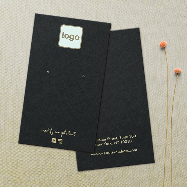 Cartes De Visite Noir clair Ajouter votre logo Écran d'oreille (Créateur téléchargé)