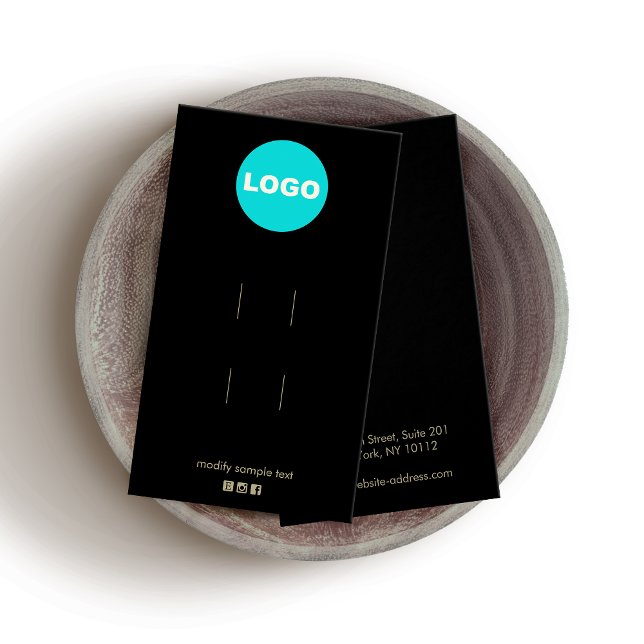 Cartes De Visite Noir Deux Ajouter Logo Clip Clip Accessoire Écran (Créateur téléchargé)