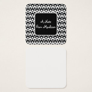 Cartes De Visite Noir et blanc Funky Roundé Carré Notes Motifs