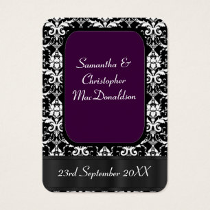 Cartes De Visite Noir et violet mariage faveur merci tag