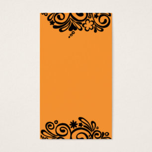 Cartes De Visite Noir floral sur Orange