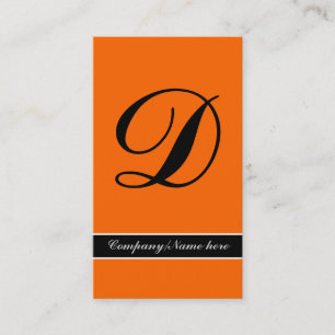 Cartes de visite noir monogramme orange exceptionn