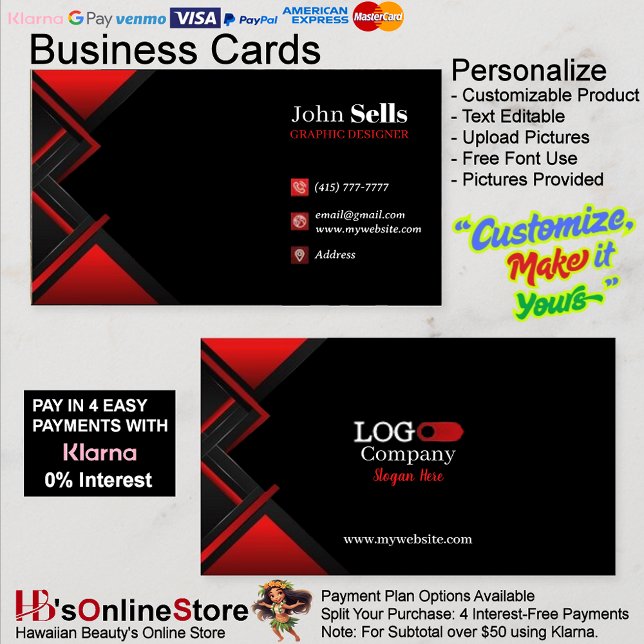 Cartes de visite Noir & Rouge 43 Paquet de 100 (Black & Red Business Cards 43 Pack of 100.
)