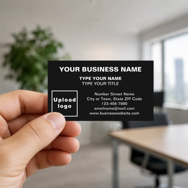 Cartes de visite noires alignées au centre (Front of the business card)