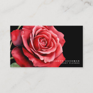 Cartes de visite noires aux roses rouges classique