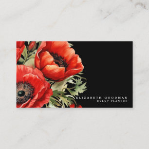 Cartes de visite noires Coquelicots rouges Premier