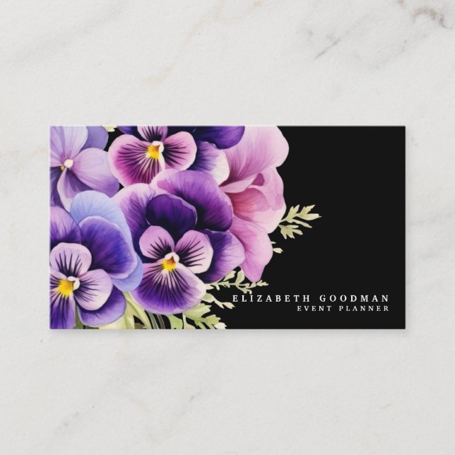 Cartes de visite noires élégantes aux couleurs pri (Devant)