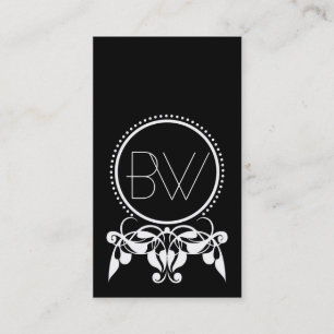 Cartes de visite [noirs] de Flourish de monogramme