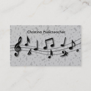 Cartes de visite noirs et gris de notes musicales