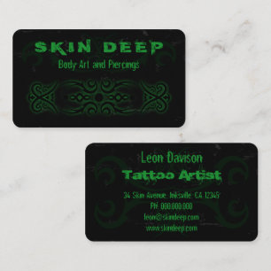 Cartes de visite noirs et verts de tatouage tribal
