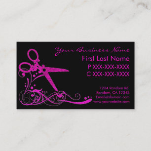 Cartes de visite noirs roses de coupe de cheveux