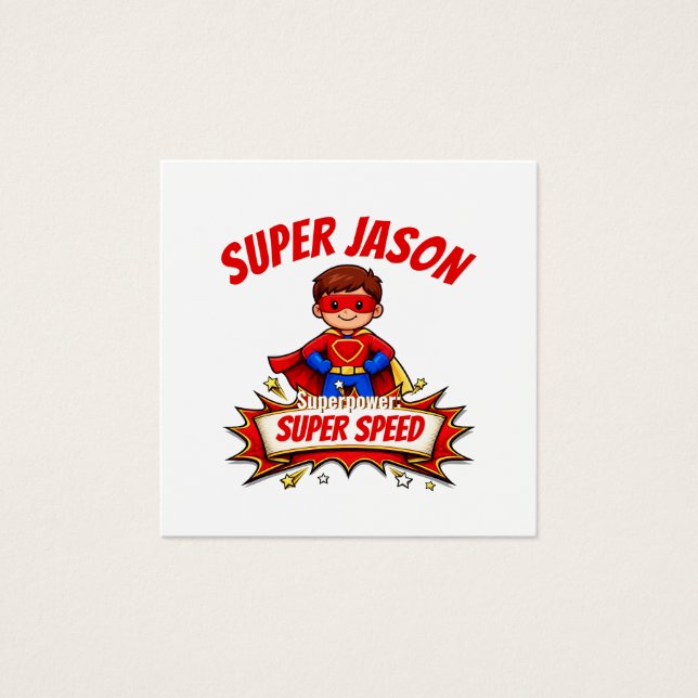 Cartes De Visite Nom de super-héros pour enfants personnalisé (Devant)