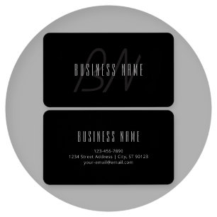 Cartes De Visite Nom élégant moderne & monogramme Gris foncé & No