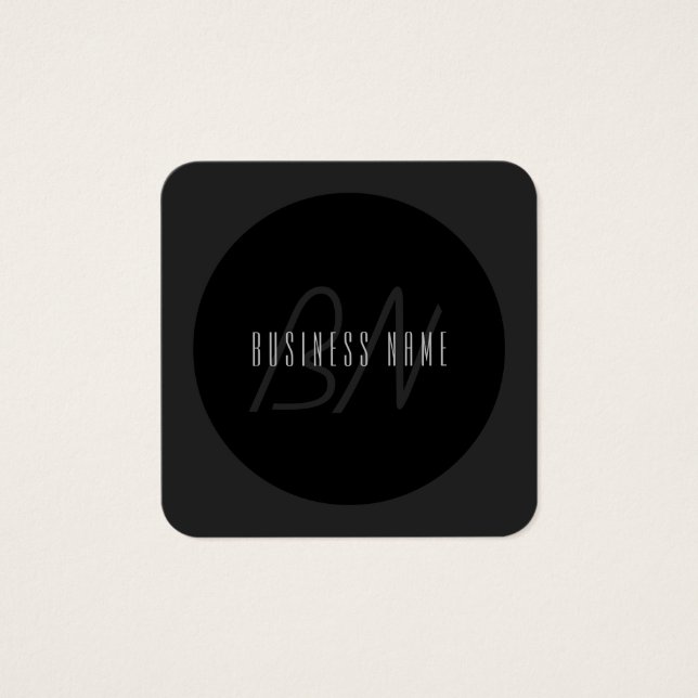 Cartes De Visite Nom élégant moderne & monogramme | Gris foncé & No (Devant)